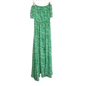 NWT LAVENDER J Green tropical maxi dress size large